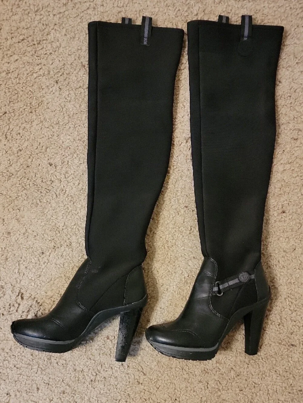 DKNY Black Over-the-Knee Heeled Boots